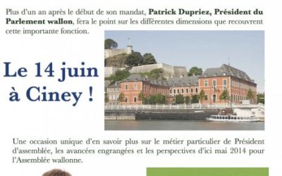 Faire vivre la démocratie : premier bilan d’une présidence verte. Conférence de Patrick Dupriez, Président du Parlement wallon